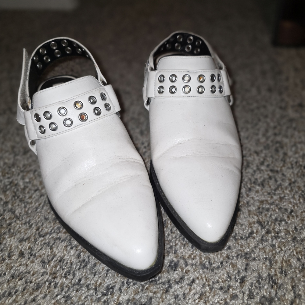 Forever 21 White Studded Pointed-Toe Shoes